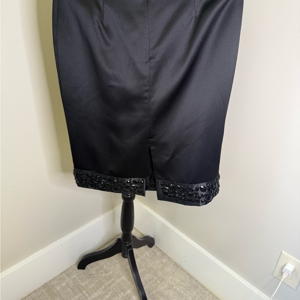 White House Black Market Black Skirt with Beaded Hem - Picture 5 of 7
